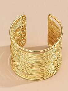 1 Piece Multi-Layer Arm Ring Open Bracelet With A High-End, Simple And Niche Style. A Fashionable, Individual And Elegant Jewelry For Women. A Unique Metal Hollow C-Shaped Adjustable Bracelet Woven In A Casual Street Style Valentine's Day Accessories - Multicolor - View 3