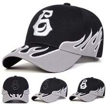 1 件男士街头时尚数字 6 刺绣棒球帽，户外防晒休闲帽，适合春秋旅行、海滩 - 彩色 - 查看 1