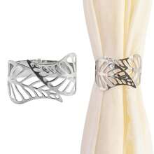 2pcs Metallic Hollow Leaf Window Curtain Tie Backs - 6.5cm/2.55inch Diameter, No Drilling Design, Easy To Hang - Durable Polyester Fiber Home Decor For Living Room, Bedroom, Office, Modern Minimalist Style, Decorative Design, Cute - Multicolor - View 5