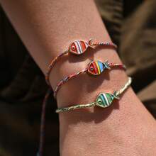 5 件/套彩色海洋系列合金鱼形手链，可调节女士编织手镯 - 可爱简约的设计，非常适合日常佩戴或度假配饰，度假配饰|俏皮魅力|可调节手链 - 彩色 - 查看 6