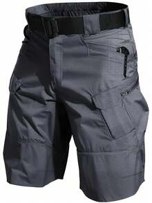 Men'S Tactical Cargo Shorts, Lightweight, Quick Drying, Breathable, Multiple Pockets (No Waistband) Outdoor Shorts - Black - Gray And Beige, Great For Hiking And Outdoor Activities, Mountaineering Gear - 灰色 - 查看 1
