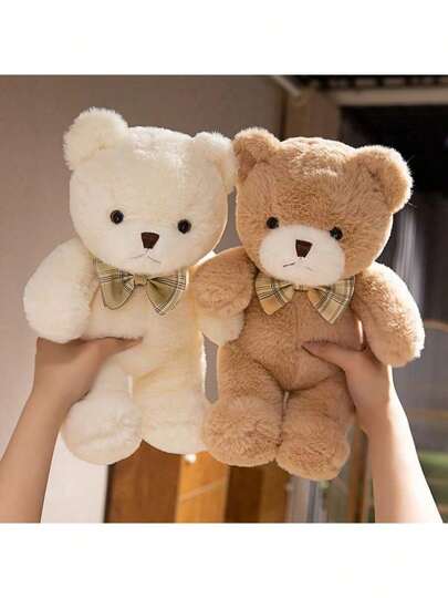 1 件可爱领结泰迪熊毛绒玩具，梦幻柔软熊娃娃，儿童拥抱毛绒动物娃娃，女孩生日礼物