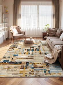 1 Stück Großer Teppich für Wohnzimmer in Mehrfarbig, abstraktes modernes minimalistisches Druckmuster, Flauschiges Material, weich und angenehm anzufühlen, leicht zu pflegen, wasserfest und fleckresistent, rutschfeste Rückseite, Teppich für Lobby, Schlafzimmer, Wohnzimmer, Badezimmer, Küche, Esszimmer, Büro, Raumdekoration und Fußmatte, für Feiertage.