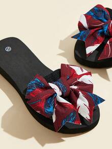 3 CM Thick-Soled Flip-Flops] New Summer Fashion 3Cm Thick-Soled Flip-Flops With A Bow | Handmade Floral Non-Slip Sandals For Women, Perfect For Wearing At The Beach - Multicolor - View 7