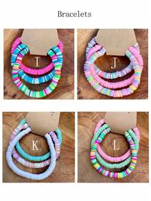 3入組黏土珠鏈手鍊,手鍊堆疊搭配,夏日波希米亞海灘珠寶,衝浪手鍊,度假手鍊 - 彩色 - 查看 17