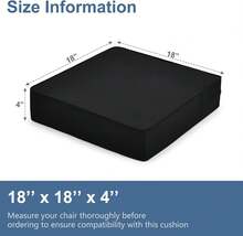 Gel Memory Foam Recliner Cushion For Elderly, Dual-Layer Foam Chair Pad, Extra Large Seat Cushion For Couch, Armchair, Wicker Chairs, Floor, 18 * 18 * 4in, Black - 黑色 - 查看 7