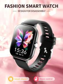 1pc Silicone Band Smart Watch With Wireless Calling, Step Tracker, Calorie Counter, Multi-Sport Modes, Remote Camera, Music Control, Alarm, Notification, 1.83" Full Touch Screen Compatible With Smartphones, Upgraded Version Suitable As A Gift