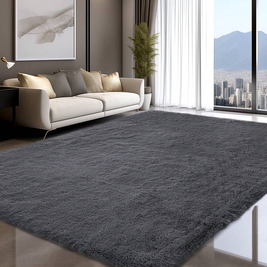 Sour Lemon Rugs Living Room 200x300cm, Grey Area Rugs For Bedroom, Washable Anti Slip Extra Large Shaggy Soft Rug Fluffy Modern Floor Carpets Mat Beside Carpet, Long Runner Rug For Hallway