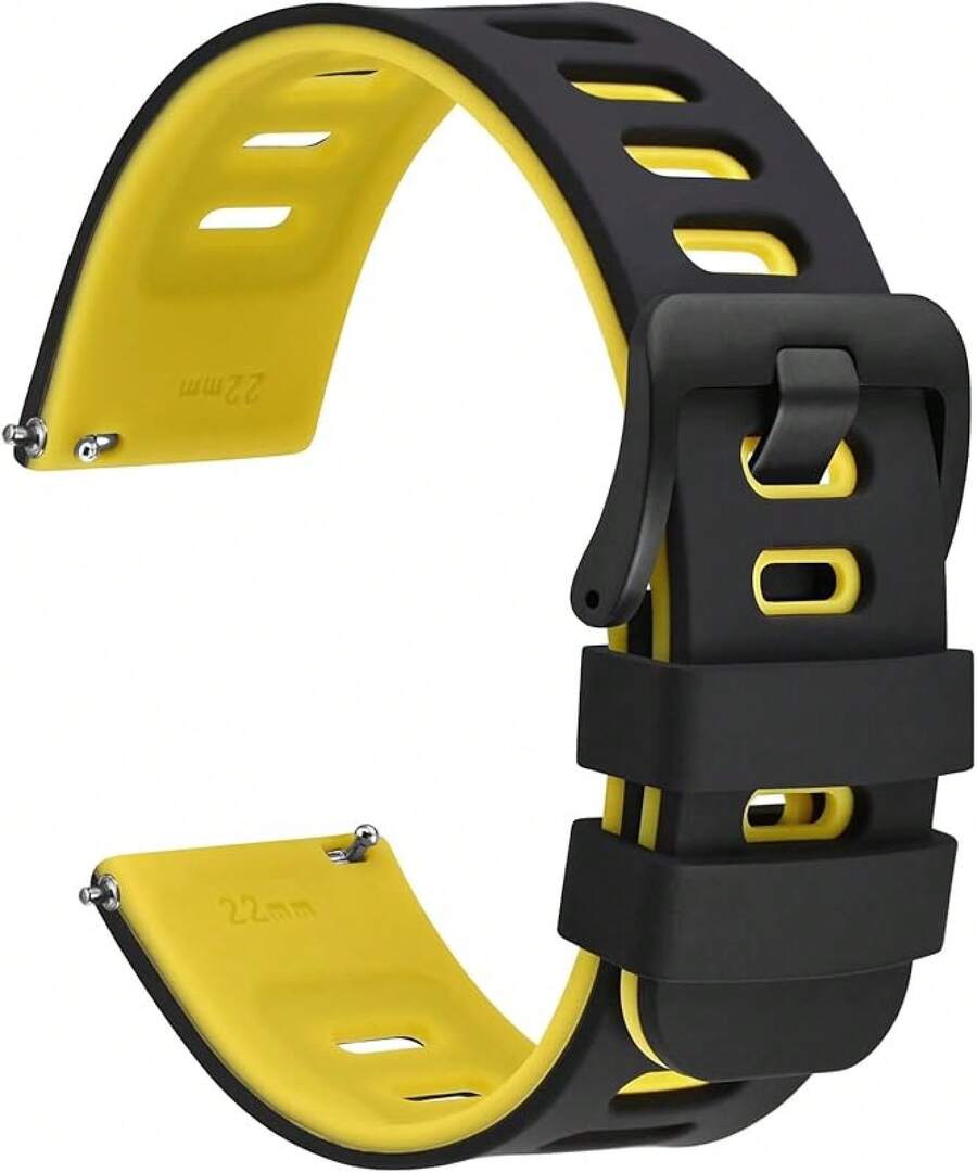 Smart Watch Strap - Black-yellow (Black Buckle) - View 1