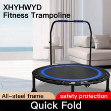 XHYHWYD [Mini Trampoline] 40" Collapsible Mini Trampoline | Adjustable Foam Handles, Durable Elastic Straps & Thick Steel Frame - Stable & Quiet For Indoor/Outdoor Fitness, 600 Lbs Capacity - XANH-40in - Xem 3