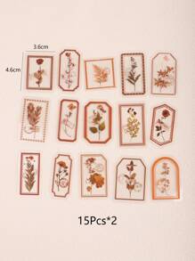 30 Stücke PET Pflanzendekoration Aufkleber, Vintage Rahmen Aufkleber, Pflanzen & Blumen Dekor Aufkleber, transparente wasserfeste DIY Sammelalbum Dekoration Aufkleber Schulmaterial, Schulanfang