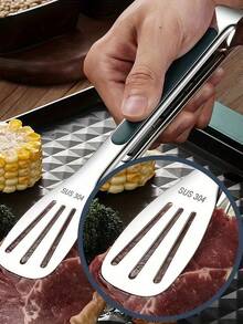 1pc Stainless Steel Kitchen Cooking Tongs, Stainless Steel Food Tongs, Bread Serving Tongs, Anti Scalding Silica Gel, Dishwasher Friendly - Small, Medium, Large - Multicolor - View 6