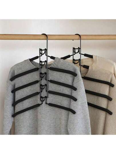 Maximiza el espacio de tu armario con este soporte de ropa plegable de múltiples capas. Percha multifuncional de 5 niveles de metal y esponja que se puede desarmar, soporte de almacenamiento y organización colgante de alta calidad con superficie antideslizante. (El color del producto puede variar ligeramente debido a la razón de la toma de fotografías). Percha de metal de 5 niveles