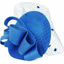 Derby Fascinators Women High Tea Party Hat Wedding Cocktail Flower Headware With Mesh And Feathers - Z-blue - View 4
