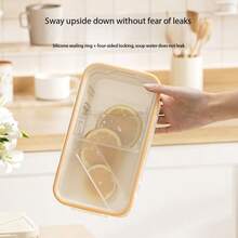 大容量泡菜储存容器，内置切刀 - 防漏 PP 材质密封保鲜盒，翻盖设计适用于韩式泡菜、寿司、洋葱和蔬菜 - 节省空间的厨房储物盒，便携式塑料，耐用设计，备餐必备