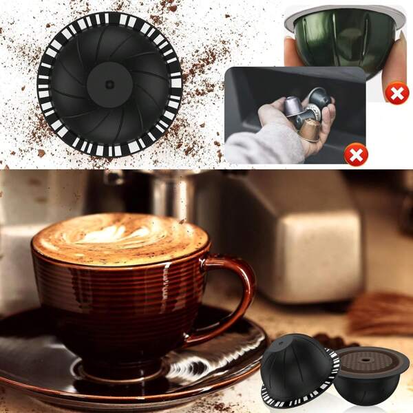 Reusable Coffee Pods For VertuoLine - 2 Packs Refillable Capsules & 50/100 Aluminum Foil Lids, PP Material, Compatible With Vertuo 150/230ml Machines