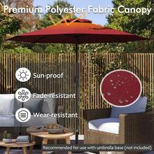Outdoor Patio Umbrella Modern Table Umbrella W/8 Heavy Duty Ribs Sun-Proof - Burgundy - View 9