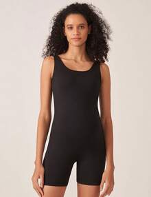 Women's Maternity Bodysuit Pregnancy Shapewear Double Lined Sleeveless Tank Top Shorts Romper Jumpsuit - Black - View 3