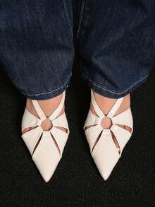 2025 秋冬新款夏季女士橄榄绿色包头中跟罗马凉鞋，独特设计，优雅，女士高跟鞋