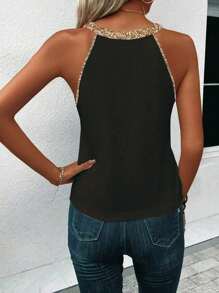 Retro 'Made In The 70's' Print Women's Casual Printed Summer Tank Top - 黑色 - 查看 2