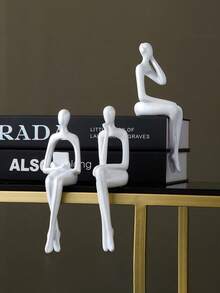 1件极简白色抽象思考者雕塑，现代树脂摆件，适用于客厅、书架、办公室或秋季装饰，圣诞礼物 - 彩色 - 查看 5