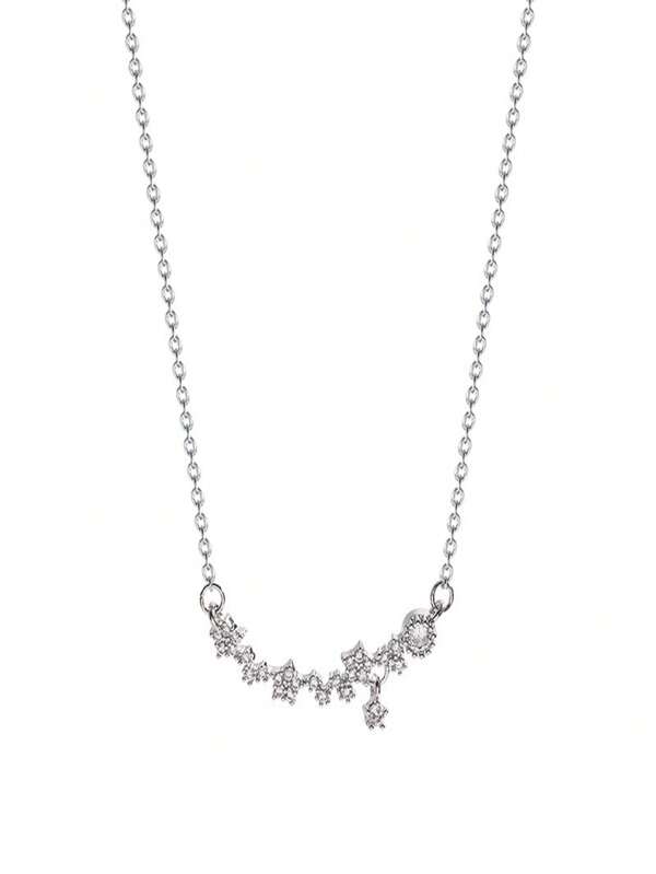 1pc Silver Star Necklace, Suitable For Daily Wear, Hangout, Party And Ideal Gift For Those Who Love Star Element Or Romantic Style Jewelry