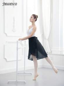 balletto Gonna a palloncino a metà gamba in chiffon da donna, con design monopezza a vita regolabile, gonna da ballo di colore tinta unita per esibizioni