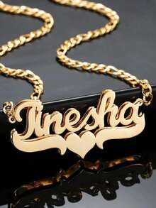 1 chiếc vòng cổ tên nữ hai lớp hàn tùy chỉnh, mặt dây chuyền hình trái tim cá nhân hóa bằng thép không gỉ, dây xích dày, tên có thể tùy chỉnh, phong cách tối giản hàng ngày, móc khóa, bao gồm hộp quà, thích hợp cho Ngày Valentine, Sinh nhật, Ngày của Mẹ, quà tặng hàng ngày, màu đen, bạc, vàng, thời trang, nhiều màu sắc, cổ điển, tối giản, unisex, thường ngày, kỷ niệm, tốt nghiệp, dạ hội, tiệc tùng, trang sức thời trang tùy chỉnh - Vàng - Xem 13
