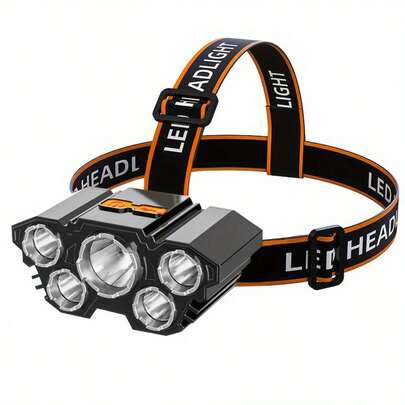 1/2 Piece Rechargeable Headlamp 5 LED High-Brightness Headlamp, Lightweight USB Headlamp, 4 Modes, Suitable For Outdoor Running, Hunting, Hiking, Camping, Repair, Work, Decoration And Maintenance.