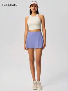 Catch Halo A-Line High Waist Tennis Skirt With Pockets - Tummy Control & Built In Shorts Anti Flash Lining Pleated Athletic Skirt | 4-Way Stretch Breathable Fabric Fashion Atheleisuire Sport Mini Skirt For Gym, Tennis, Golf, Yoga (Lavender, S~2XL)