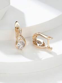 1 Pair Minimalist & Delicate Red Angel Teardrop Earrings, Fashionable For Wedding & Party - White - View 3