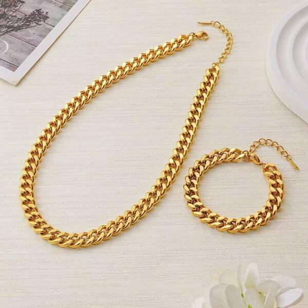 Titanium Steel Hippy Chain Necklace For Men, Cuban Chain Casual Ornament Necklace Suitable For Men & Women, Versatile And Stylish