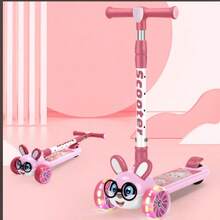 Scooter de diseño de dibujos animados, coche giratorio, coche oscilante, plegable con un solo botón - Rosa - Ver 3