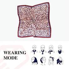 35 Inches Silk Head Scarf-Satin Hair Scarves Silk Bandana Scarf Headscarf For Women's Fashion Scarveshalloween - 酒紅色-豹紋 - 查看 9