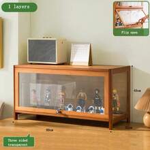 Hand-Made Display Cabinet Acrylic Display Cabinet Display Rack Non-Glass Cosmetic Shelf Home Wine Cabinet - Màu nâu - Xem 2