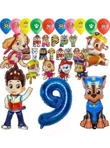 Paw Patrol Authorize Paw Patrol Theme Balloon 32inch Number Balloons Happy Birthday Banner Party Decorations, Birthday Balloon Combination Perfect For Birthday Adult Gift Party Wall Decorative Balloon Set