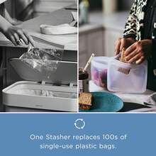 Bolsa de almacenamiento de silicona reutilizable Stasher, contenedor de almacenamiento de alimentos, apto para microondas y lavavajillas, a prueba de fugas,ón de 8 tazas, transparente - Transparente - Ver 3