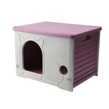 Weatherproof Plastic Cat Shelter - Stackable Design For Indoor/Outdoor Use - Rosa Fucsia - Ver 3