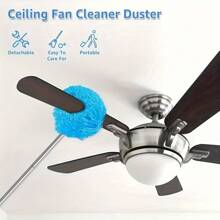 Long-Handled Microfiber Ceiling Fan Duster - Dust-Locking, Reusable, Machine Washable, Effortless Cleaning Brush - Detachable Brush For Easy Cleaning, Ideal For RVs & Home Use