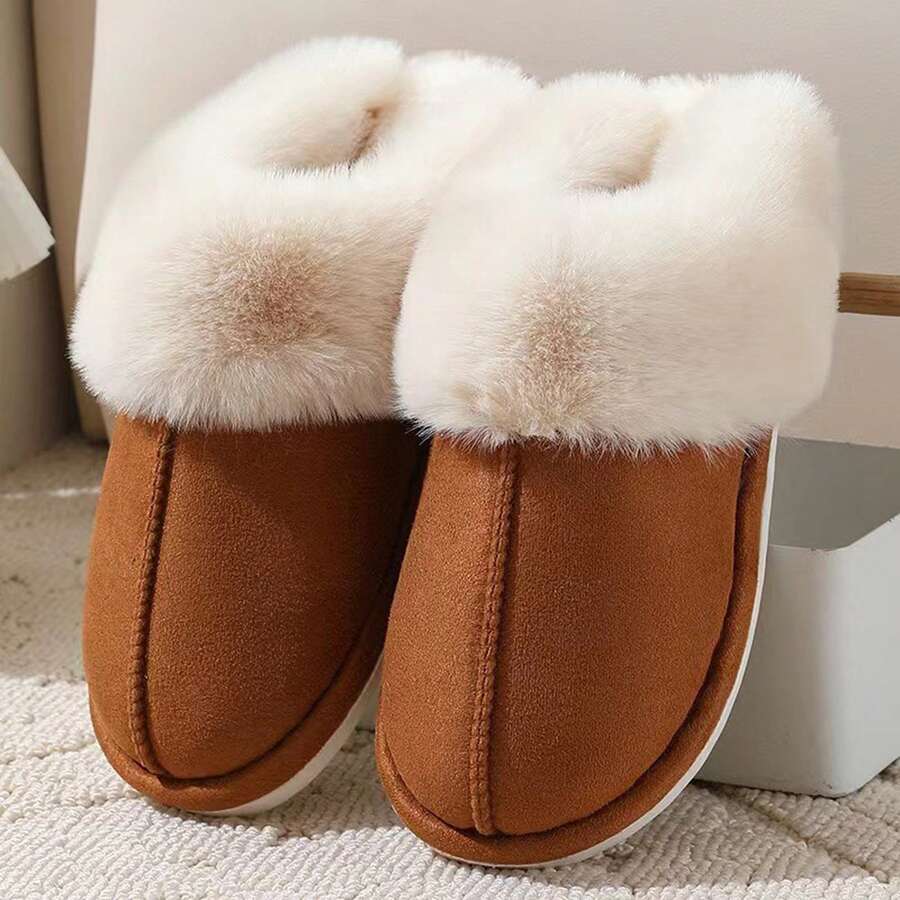 Slippers For Women Fuzzy Warm Non Slip Sole Easy Wear Indoor Shoes - Röd - Visa 1