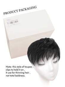 Men Short Toppers Hairpiece Hair Extensions (Natural Black) For Covering White Loss Hair Thinning Hair (Natural Hair)