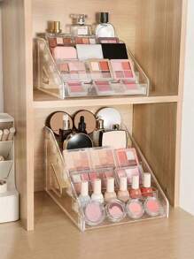 Acrylic Clear Multi-Layer Makeup Organizer - Cosmetic Storage Rack For Nail Polish, Eyeshadow Palettes & More - Polished Finish, Portable Design For Bathroom Organization