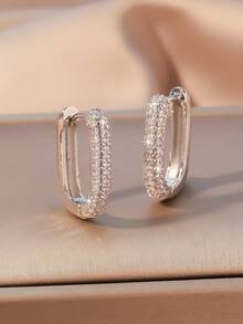 2 Stücke modische, elegante U-förmige Ohrringe mit Zirkonia Einlagen, geeignet als Schmuckgeschenk oder für den täglichen Gebrauch