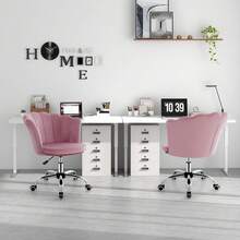 GOFLAME Adjustable Velvet Arm Chair Rolling Mid-Back Shell Leisure Vanity Chair Swivel