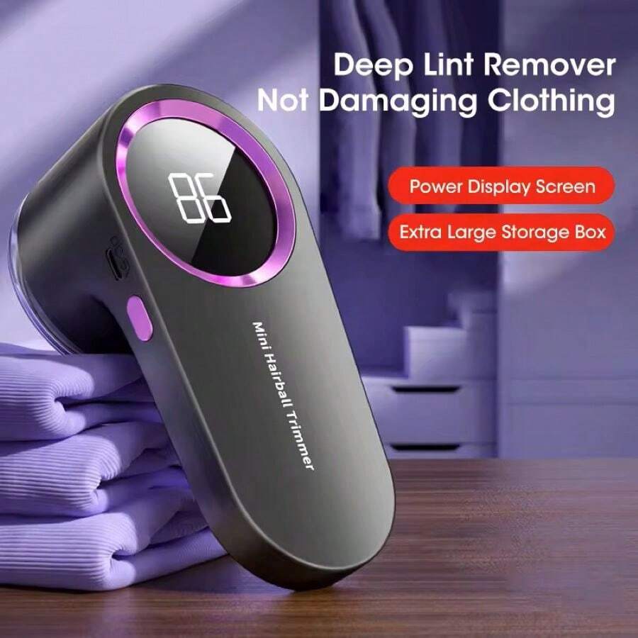 LED服裝絨毛去除器數位電動USB顆粒絨毛去除器可充電織物絨毛毛衣 - 灰色 - 查看 1