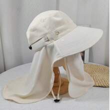 1pc Breathable UV Protection Face Cover Mask With Detachable Sun Hat, Casual Polyester Fabric, UPF50+ For Summer