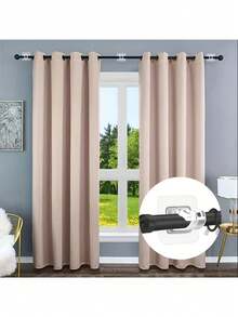 2pcs/4pcs Sturdy Curtain Rod Hooks - Adjustable Tension Rod Fixed Brackets, Comes With No Drill Self-Adhesive Clips And Cross Bar Curtain Holder, Easy Installation And Stability - 2 Pcs - View 3
