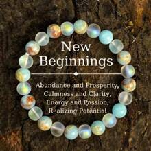 1 Piece/New Start Bracelet, Handcrafted From Moonlight Quartz And Shoushan Stone With Beaded Beads, Symbolizes Abundance And Prosperity, Peace And Clarity. Healing Jewelry, An Elegant Gift Suitable For Both Men And Women