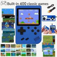 YiYi Handheld Game Console Macaron Mini 400 In 1 Gaming Console Big Screen Handheld Retro Classic Game With 1020 MAh Large Battery Plug And Play Portable Game Console Machine Retro Gaming Machine 1pc(1 Player/2 Player)