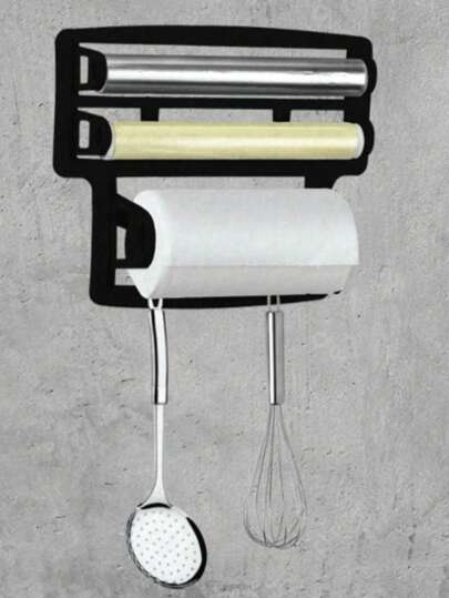 Porta Rolos Papel Toalha Aluminio Suporte Cozinha Triplo De Parede